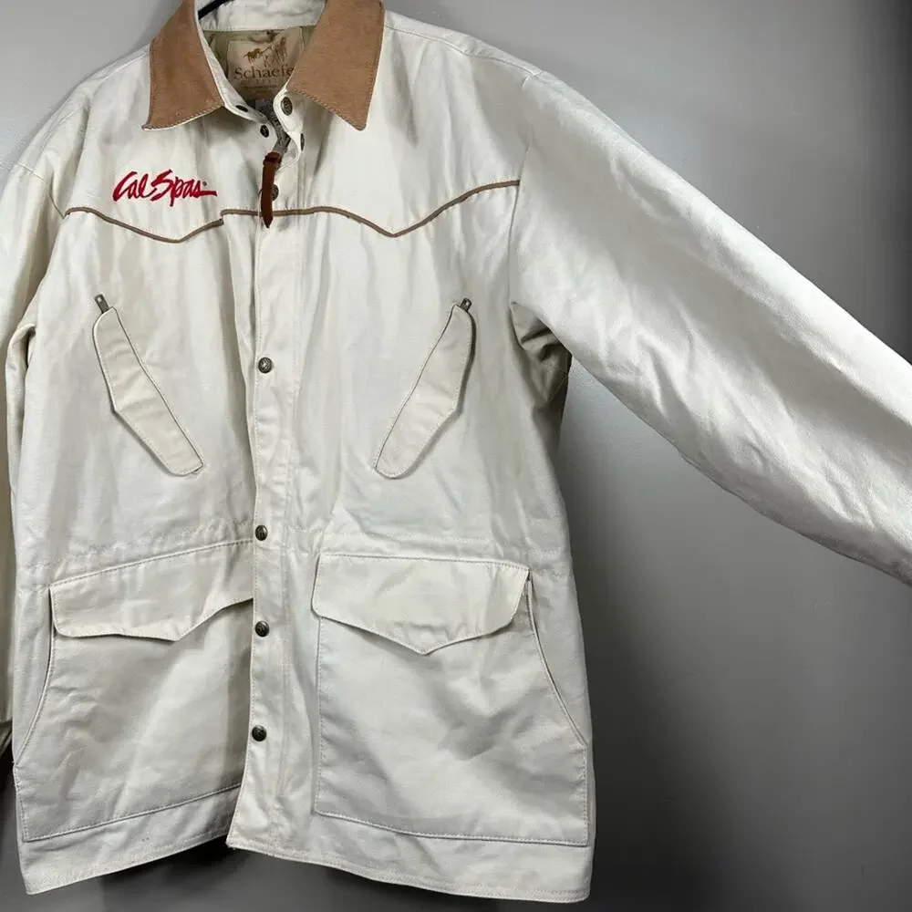 SCHAEFER MEN’S ORIGINAL DRIFTER COAT IN BONE WHITE / BROWN SIZE LARGE